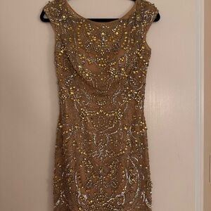 Sherri Hill Gold and Silver Embellished Dress